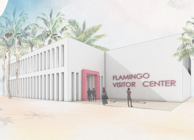 White Concrete Structure Embracing Natural Habitat for Ecological Education