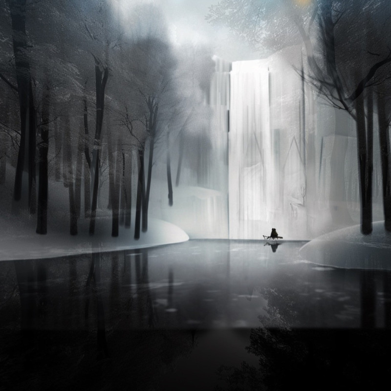 Waterfall Views and Glass Structures in a Tranquil Living Space