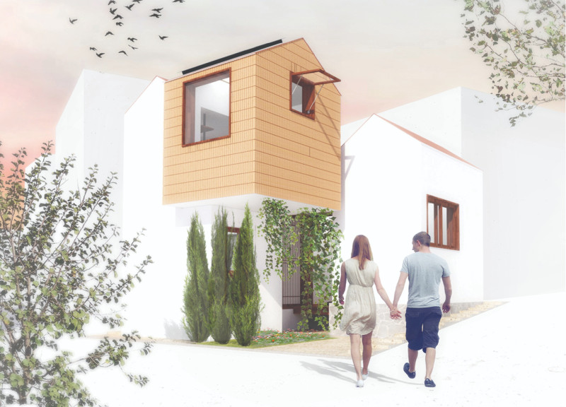 Terracotta Facade with Efficient Rainwater Collection for Compact Living