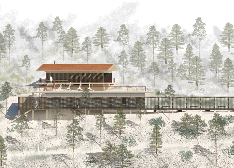 Charred Timber Pavilion Integrating Zen Spaces for Outdoor Yoga