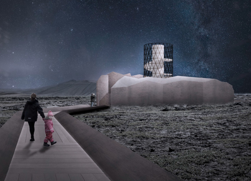 Corten Steel Observation Tower Embracing Geothermal Energy and Natural Landscapes