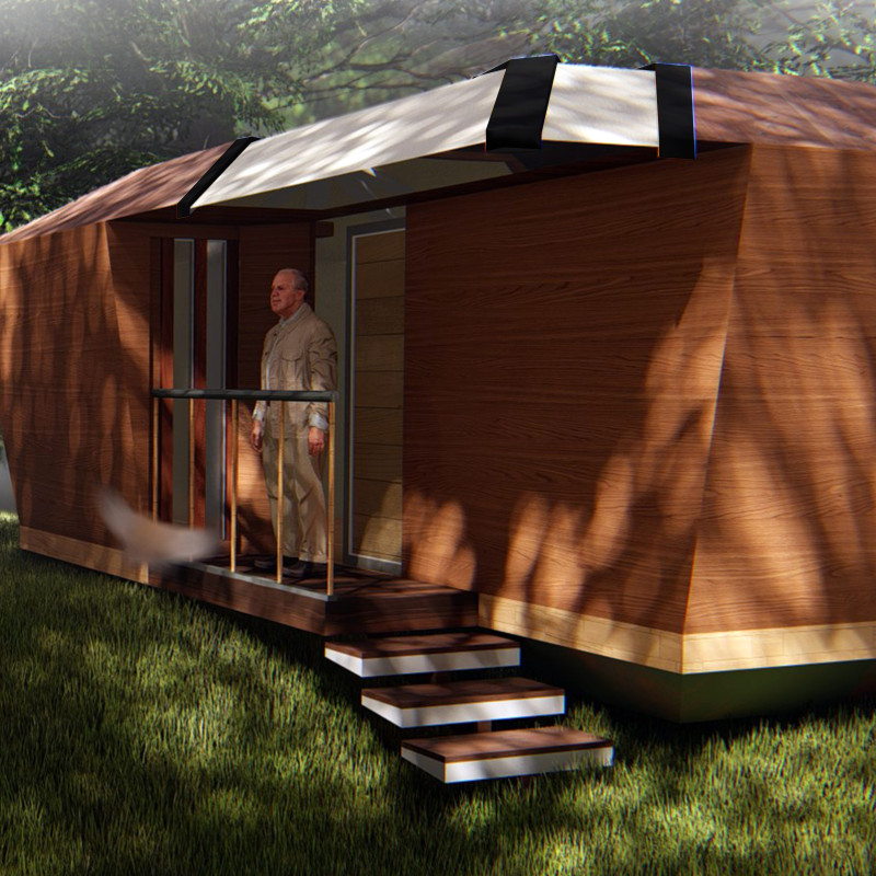 Elevated Cabin with Vapor Barrier and Mineral Wool Insulation in a Forest Retreat