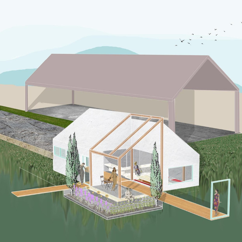 Timber Structure with Framed Views and Sustainable Light Plaster in a Vineyard Setting