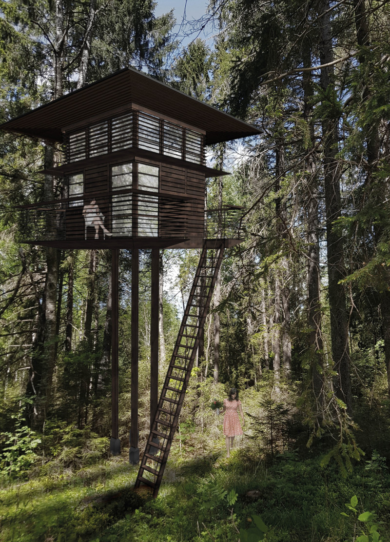 Glazed Serenity Framed by Horizontal Wooden Slats