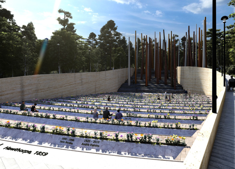 Weathering Concrete Columns with Reflective Mirrored Surfaces for Contemplation