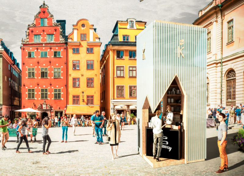 A Coffee Kiosk Enhancing Aroma and Sensory Engagement