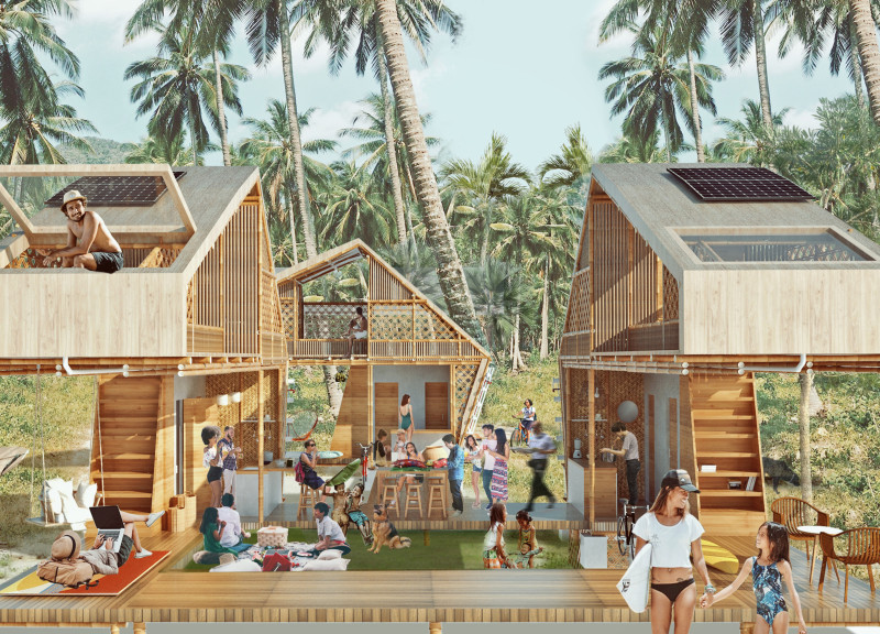 A Community-Centered Microhome Cluster with Shared Living Spaces